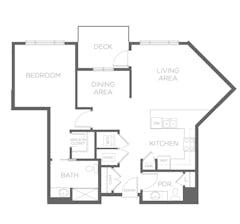 Hawthorn - One Bedroom floorplan image
