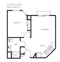 One Bedroom B4 floorplan image