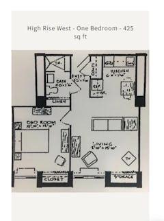 High Rise West - One Bedroom floorplan image
