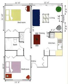 Buildings A, B, C - Two Bedroom Suite floorplan image
