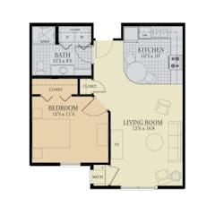 One Bedroom BC floorplan image
