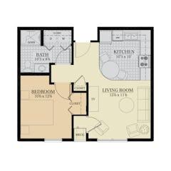 One Bedroom C floorplan image