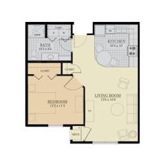 One Bedroom E floorplan image