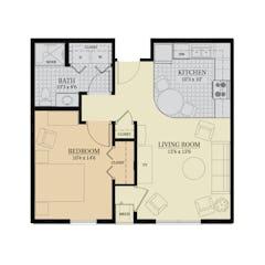 1 Bedroom AC: Pinedale floorplan image