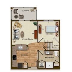 Independent Living - 1 Bedroom  floorplan image