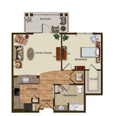 Independent Living - 1 Bedroom floorplan image