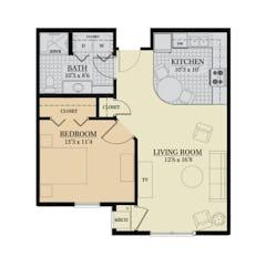 1 Bedroom  floorplan image