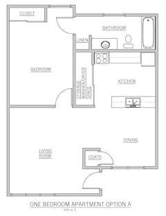One Bedroom Apartment Option A floorplan image
