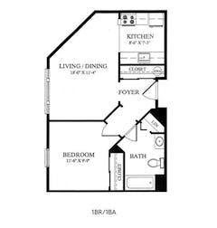 One Bedroom Apartment floorplan image