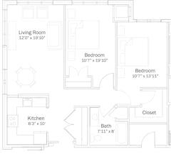 Two Bedroom - 2A floorplan image