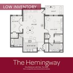 The Hemingway. 1BR+Den floorplan image