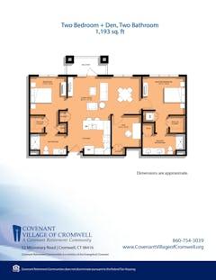 Expansion Floorplan for 2BR / 2Bath with Den floorplan image