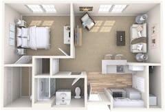 The One bedroom Sample A floorplan image