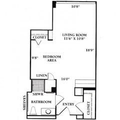 The Deluxe Studio Suite floorplan image
