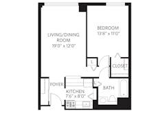 1Bedroom-Unit B with 1Bath floorplan image