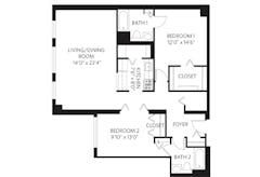 2Bedrooms-Unit D with 2Bath floorplan image