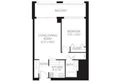 1Bedroom-Unit G with 1Bath floorplan image
