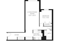 1Bedroom-Unit H with 1Bath floorplan image