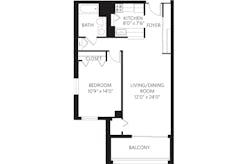 1Bedroom-Unit J with 1Bath floorplan image
