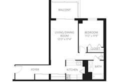 1Bedroom-Unit K with 1Bath floorplan image