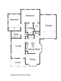 2BR 2B Select Cottage floorplan image