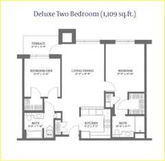 Deluxe 2BR 2B floorplan image