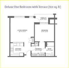 Deluxe 1BR 1B with Terrace floorplan image