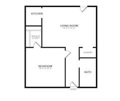 1 Bedroom Deluxe floorplan image