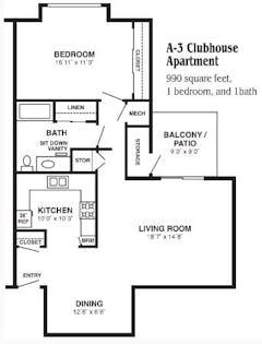 A-3 Clubhouse Apartment floorplan image