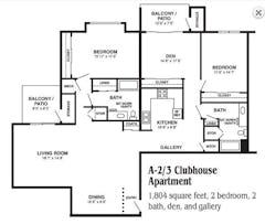 A-2/3 Clubhouse Apartment floorplan image