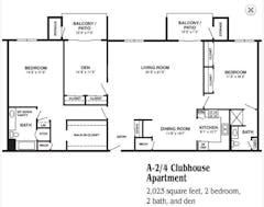 A-2/4 Clubhouse Apartment floorplan image