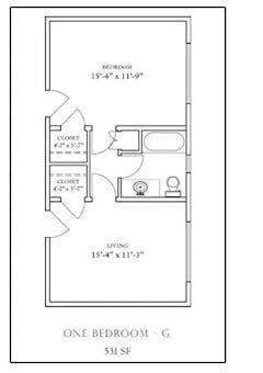 The One Bedroom - G floorplan image