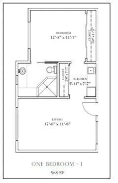 The One Bedroom - I floorplan image