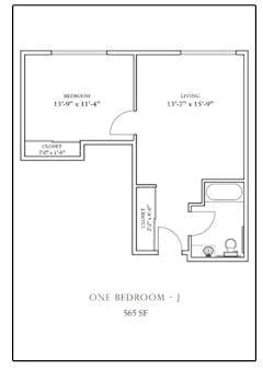 The One Bedroom - J floorplan image