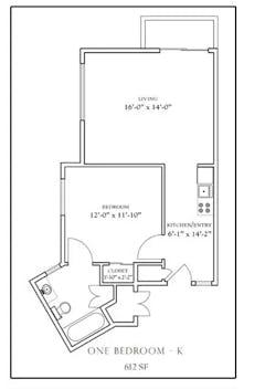 The One Bedroom - K floorplan image