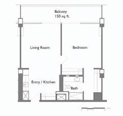 1Bedroom with 1 Bath floorplan image