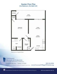 The Garden 1BR 1B floorplan image
