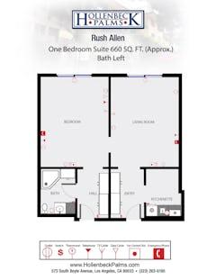 1BR 1B Suite floorplan image