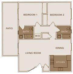 The Plan 3 at South Apartments floorplan image