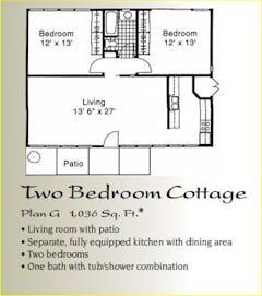 2BR 1B Cottage Plan G floorplan image
