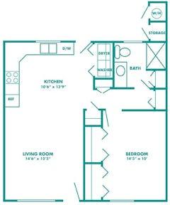  Patio Home 1BR 1B (675 sq ft) floorplan image