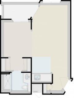 Studio with 1 Bath floorplan image