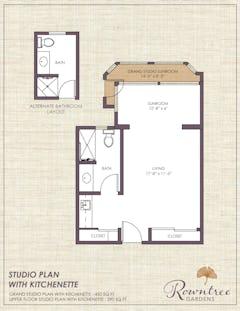 Studio with 1 Bath floorplan image