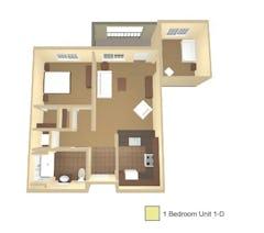 1BR 1B Unit D floorplan image