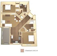 2BR 1.5B Unit 2A floorplan image