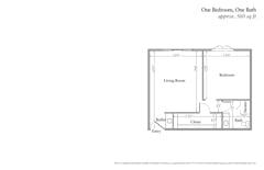 One Bedroom, One Bath floorplan image