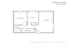 Two Bedroom, One Bath floorplan image
