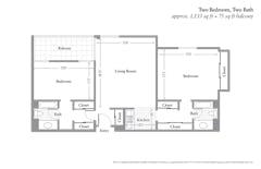 2 Bedrooms with 2 Bathrooms  floorplan image