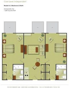 2 Beds with 2Baths floorplan image