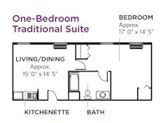 One-Bedroom Traditional Suite floorplan image